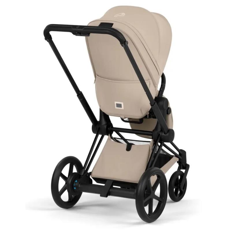 Cybex E-Priam Stroller, Matte Black Frame/Cozy Beige Lux Seat Image 3