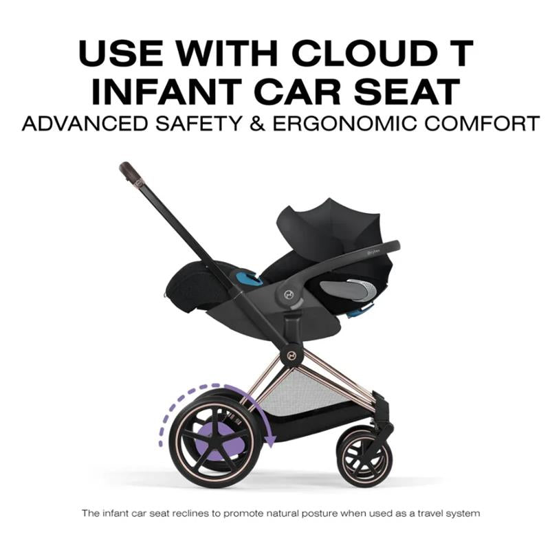 Cybex E-Priam Stroller, Rose Gold Frame/Sepia Black Lux Seat Image 10