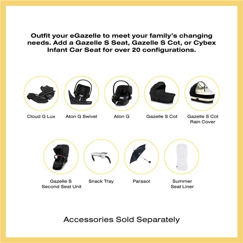 Cybex - Egazelle S Single-to-Double Stroller, Black Frame With Moon Black Seat Image 10
