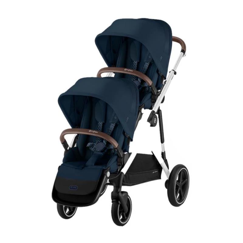 Cybex - Gazelle S 2 Double Stroller Bundle, Ocean Blue/Silver Frame Image 1