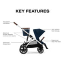 Cybex - Gazelle S 2 Double Stroller Bundle, Ocean Blue/Silver Frame Image 6