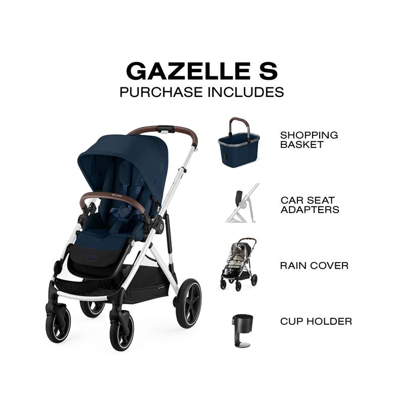 Cybex - Gazelle S 2 Double Stroller Bundle, Ocean Blue/Silver Frame Image 8