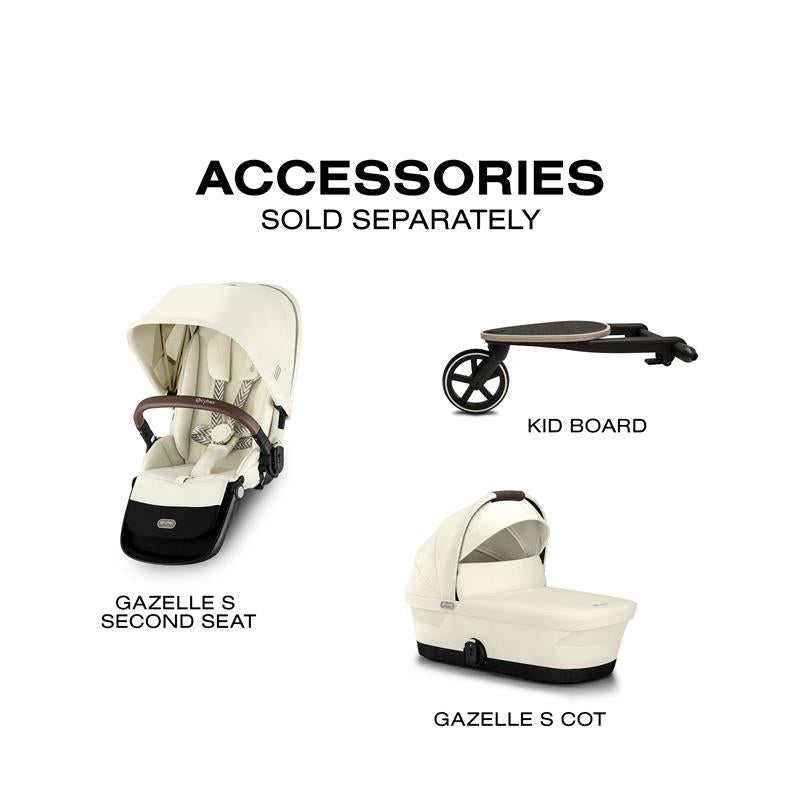 Cybex - Gazelle S 2 Double Stroller Bundle, Seashell Beige/Taupe Frame Image 10