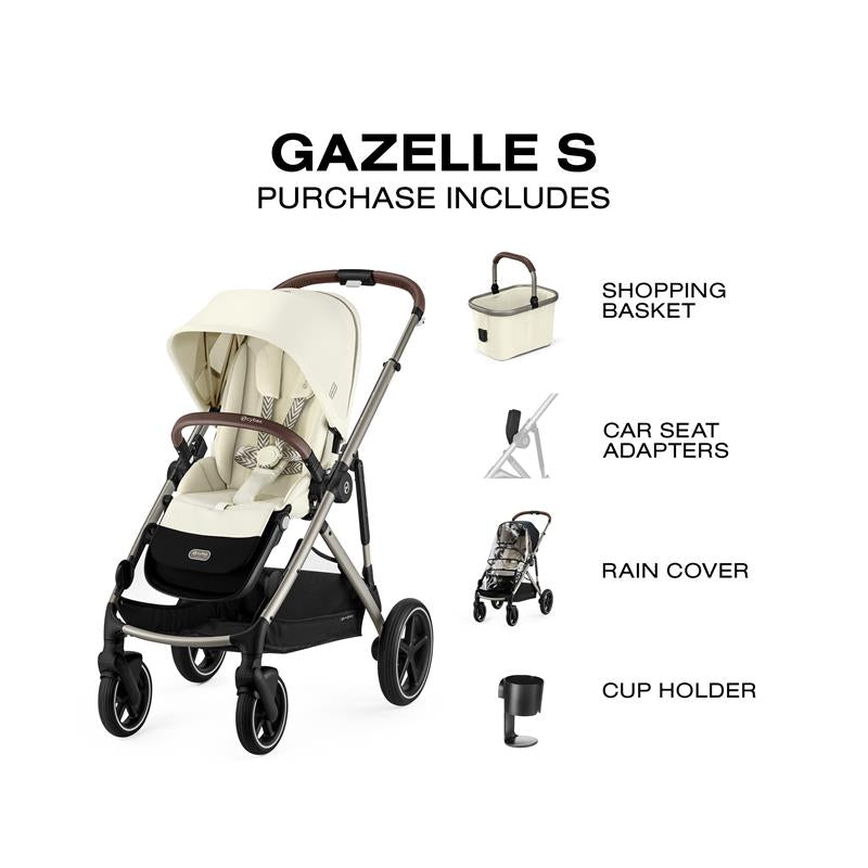 Cybex - Gazelle S 2 Double Stroller Bundle, Seashell Beige/Taupe Frame Image 8