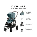 Cybex - Gazelle S 2 Double Stroller Bundle, Sky Blue/Silver Frame Image 7