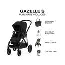 Cybex - Gazelle S 2 Single-to-Double Stroller, Black Frame/Moon Black Image 7