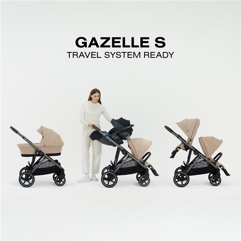 representante cybex brasil Cybex - Carrinho de passeio simples a duplo Gazelle S 2, moldura preta/preto lua
