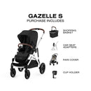 Cybex - Gazelle S 2 Single-to-Double Stroller, Silver Frame/Moon Black Image 7