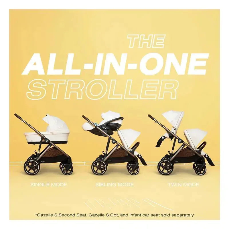 Cybex - Gazelle S 2 Single-to-Double Stroller, Taupe Frame/Seashell Beige Image 3