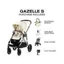 Cybex - Gazelle S 2 Single-to-Double Stroller, Taupe Frame/Seashell Beige Image 7