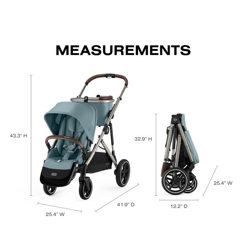 Cybex - Gazelle S 2 Single-to-Double Stroller, Taupe Frame/Sky Blue Image 6