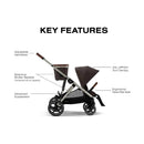 Cybex Gazelle S Single-to-Double Stroller, Taupe Frame With Chocolate Brown Seat Image 2
