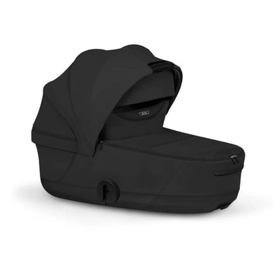Cybex Mios/Coya Fold Lux Carry Cot in Sepia Black, featuring a sleek design with a soft canopy and comfortable interior.