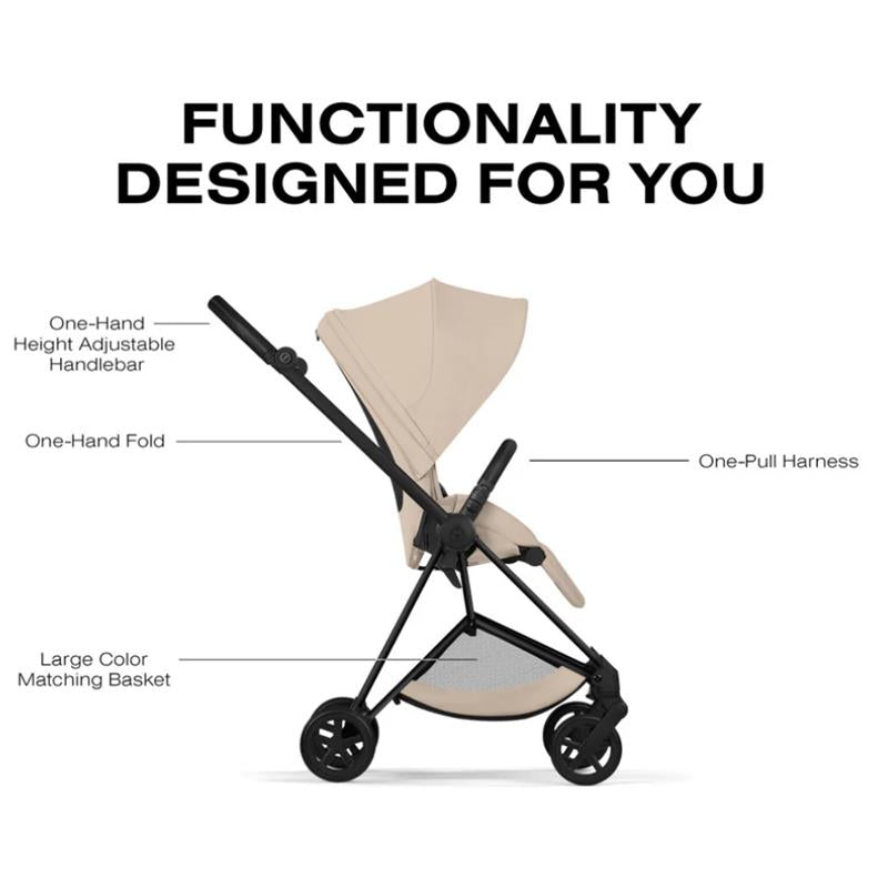 Cybex Mios Stroller, Matte Black Frame/Cozy Beige Lux Seat Image 7
