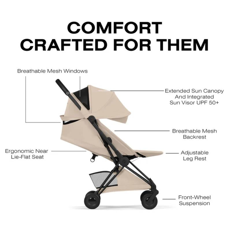 Cybex Platinum Coya Stroller Style Collection, Matte Black Frame/Cozy Beige Lux Seat Image 3