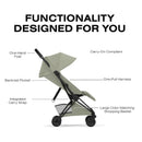 Cybex Platinum Coya Stroller Style Collection, Matte Black Frame/Sage Green Lux Seat Image 3