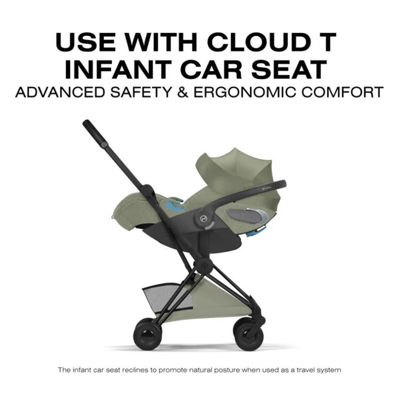 Cybex Platinum Coya Stroller Style Collection, Matte Black Frame/Sage Green Lux Seat Image 9