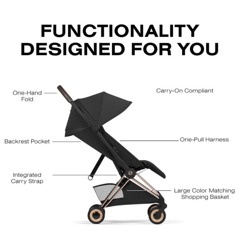 Cybex Platinum Coya Stroller Style Collection, Rose Gold Frame/Sepia Black Lux Seat Image 3