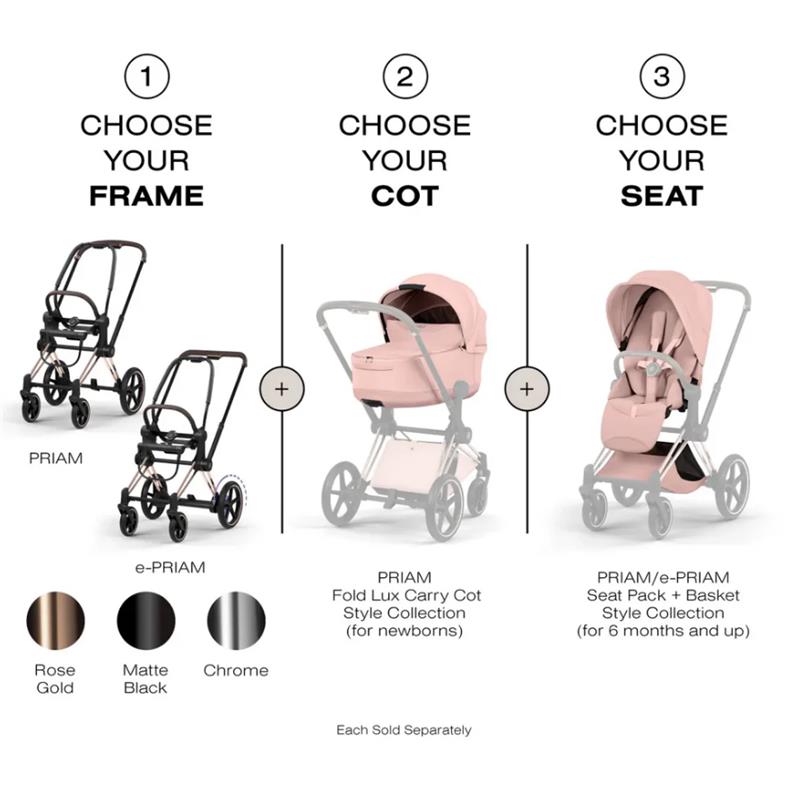 Cybex Priam Fold Carrycot Style Peach Pink Light Image 6