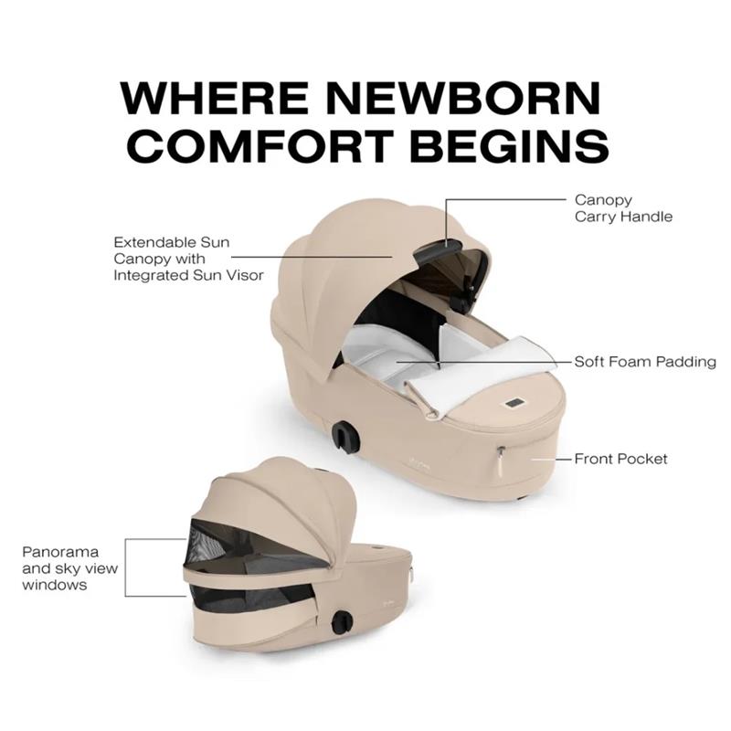Cybex Priam Fold Lux Carry Cot, Cozy Beige Image 4