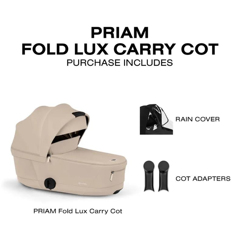 Cybex Priam Fold Lux Carry Cot, Cozy Beige Image 6