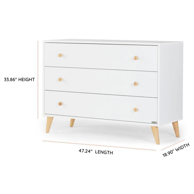 Dadada - Austin 3 Drawer Dresser, White/Natural Image 3