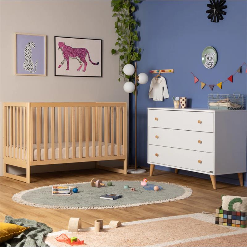 Dadada - Austin 3 Drawer Dresser, White/Natural Image 4