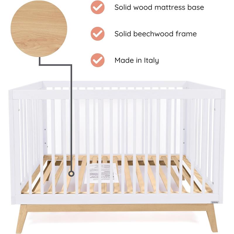 Dadada - Baby Soho 3-in-1 Convertible Crib to Toddler Bed, White/Natural Image 2
