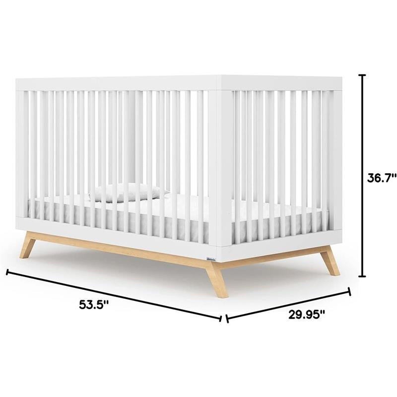 Dadada - Baby Soho 3-in-1 Convertible Crib to Toddler Bed, White/Natural Image 5