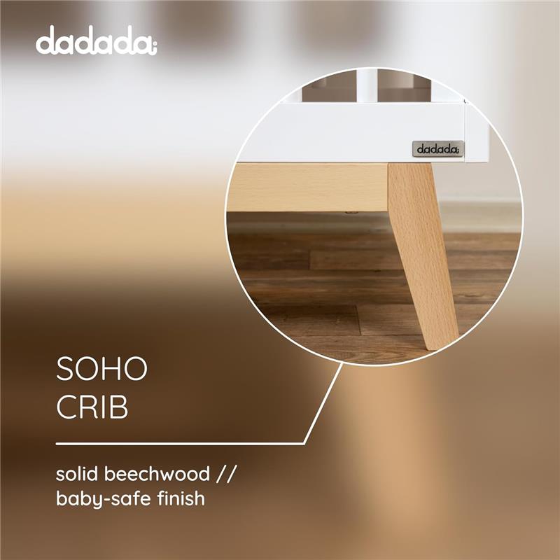 Dadada - Baby Soho 3-in-1 Convertible Crib to Toddler Bed, White/Natural Image 6