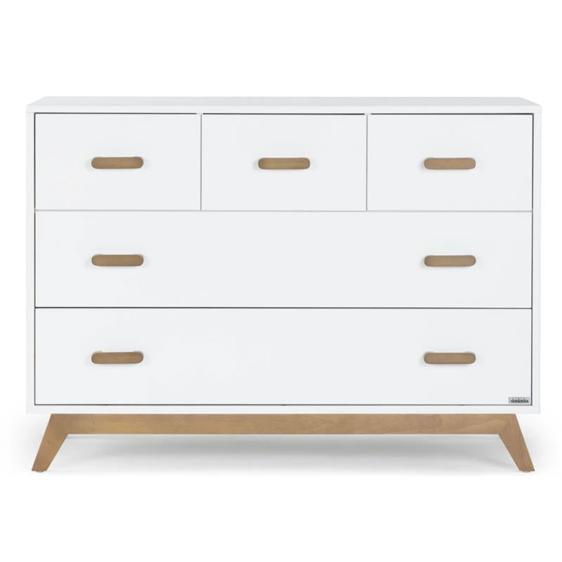 Dadada - Soho 5-Drawer Dresser For Nursery and Bedroom, White/Walnut Image 1