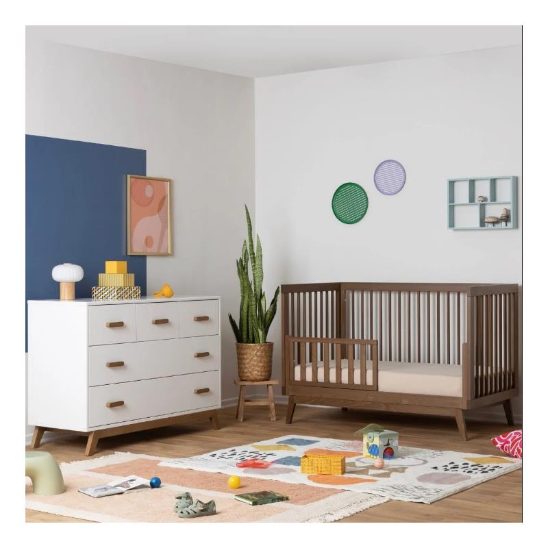 Dadada - Soho 5-Drawer Dresser For Nursery and Bedroom, White/Walnut Image 3