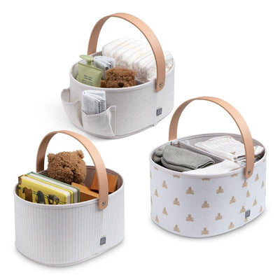 Delta - 3-Pack Nested Fabric Storage Bins With Handles Tan Image 1