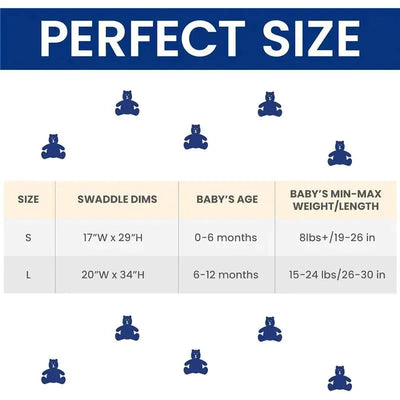 Chart detailing size options for the Delta Children Gap babyGap TrueSleep Sleep Sack, including dimensions and age/weight recommendations.