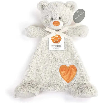 DEMDACO - Birthstone Color Citrine and Grey, Stuffed Animal Blankie Bear November Image 1