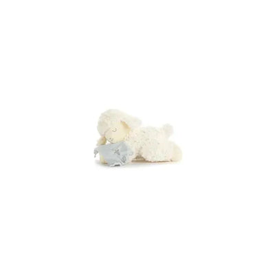 Neutral Goodnight Prayer Mechanical Lamb plush toy with a cream-colored body, closed eyes, and holding a gray blanket.