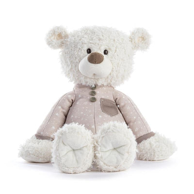 Demdaco - Nighty Night Soft Polyester Stuffed Animal Plush Pajama Bear, Brown and White, Sweet Dreams Image 1