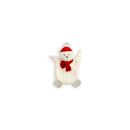 Demdaco Polar Bear Teether Buddy features a soft plush bear in a red scarf and hat, designed for infants.