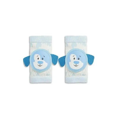Soft knee pads featuring a playful puppy design with blue ears and a smiling face, ideal for toddlers.