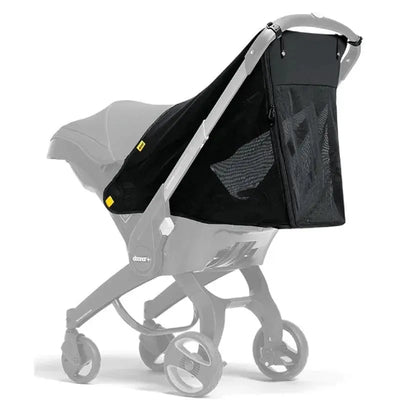 Doona 360 Protection attachment for Doona car seat and stroller, featuring a large mesh storage compartment.