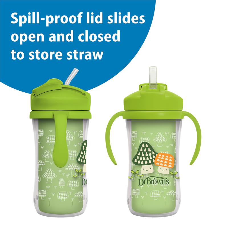 Dr. Brown 10 Oz Insulated Straw Cup, Blue/Green, Outdoor, 2Pk Image 6