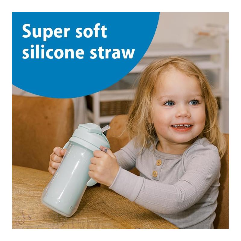 Dr. Brown 10 Oz Insulated Straw Cup, Green, 2Pk Image 3