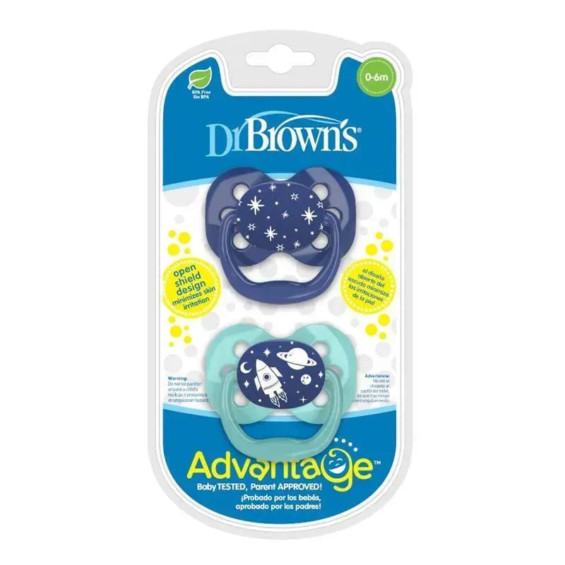 Dr. Brown - 2Pk Advantage Pacifiers, Stage 1, Blue Space Image 3