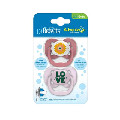 Dr. Brown - 2Pk Advantage Pacifiers, Stage 1, Pink Stars Image 2