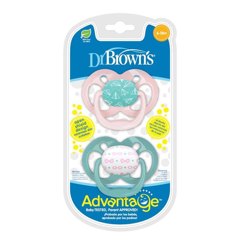 Dr. Brown - 2Pk Advantage Pacifiers, Stage 2, Pink Airplanes Image 3