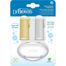 Dr. Brown 2Pk Silicone Finger Toothbrush With Case, Gray & Yellow Image 1