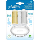 Dr. Brown 2Pk Silicone Finger Toothbrush With Case, Gray & Yellow Image 1