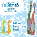 Dr. Brown 2Pk Toddler Toothbrush, Dinosaur, Green & Orange Image 3