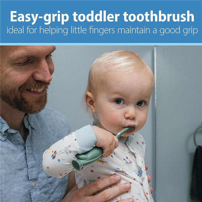 Dr. Brown 2Pk Toddler Toothbrush, Dinosaur, Green & Orange Image 5