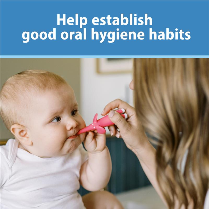 Dr. Brown Infant-To-Toddler Toothbrush, Pink Elephant, With Apple Pear Toothpaste Image 7